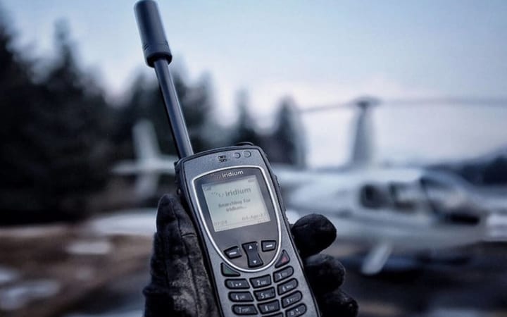 Iridium Extreme satellite phone in the field
